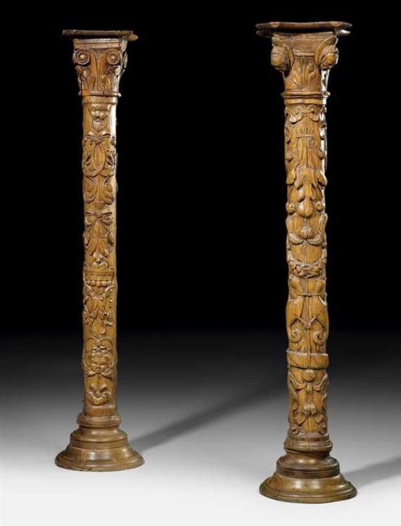 Appraisal: PAIR OF SMALL COLUMNS early Baroque Northern Italy end of