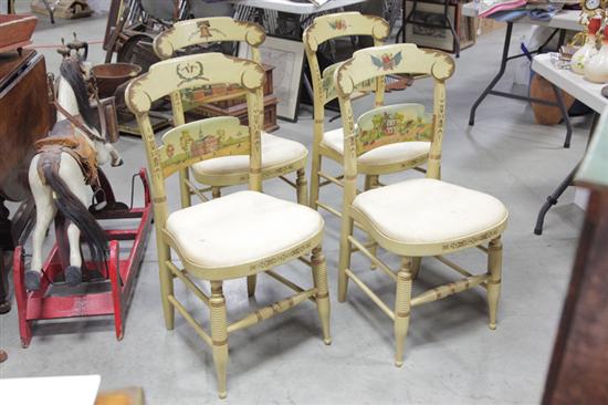 Appraisal: FOUR HITCHCOCK SIDE CHAIRS Limited edition cream colored chairs with