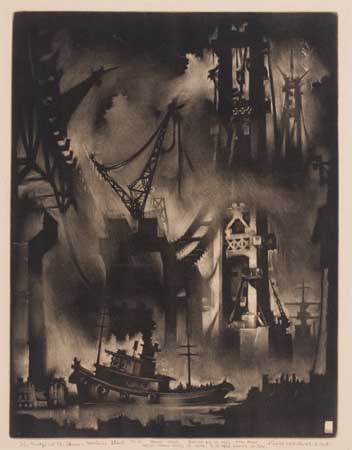 Appraisal: REYNOLD WEIDENAAR The Bridge and the Storm Mezzotint x mm