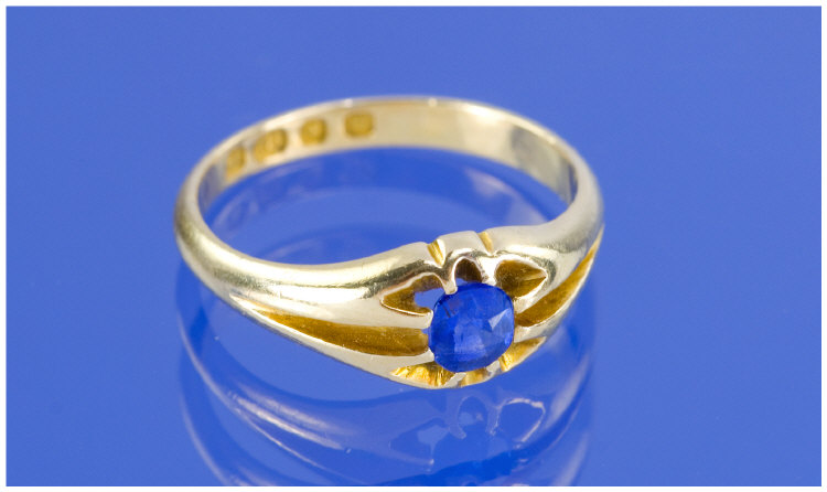 Appraisal: Gents ct Gold Signet Ring Set With A Round Sapphire