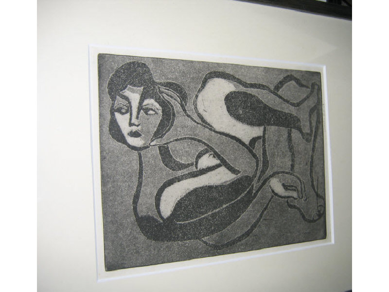 Appraisal: CHARLES F QUEST AMERICAN - Female figure woodcut signed lower