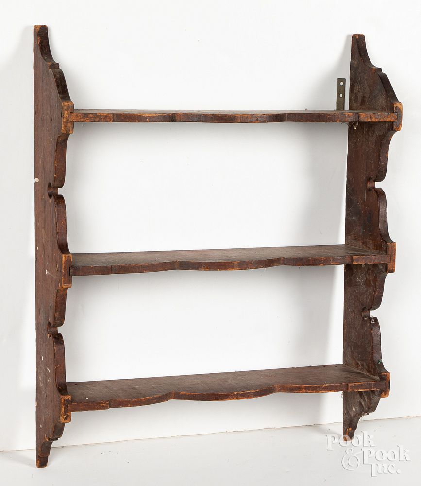 Appraisal: Pine hanging shelf th c Pine hanging shelf th c