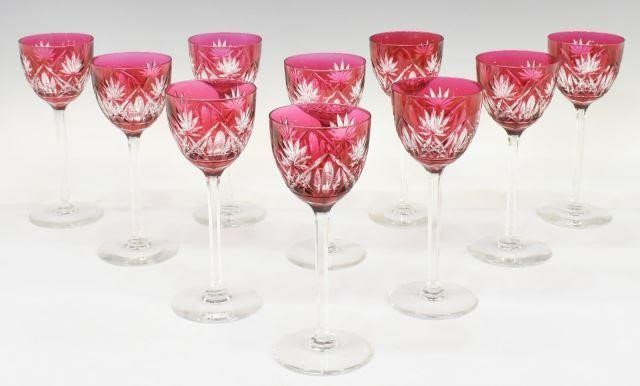 Appraisal: lot of Bohemian cranberry cut to clear crystal wine glasses