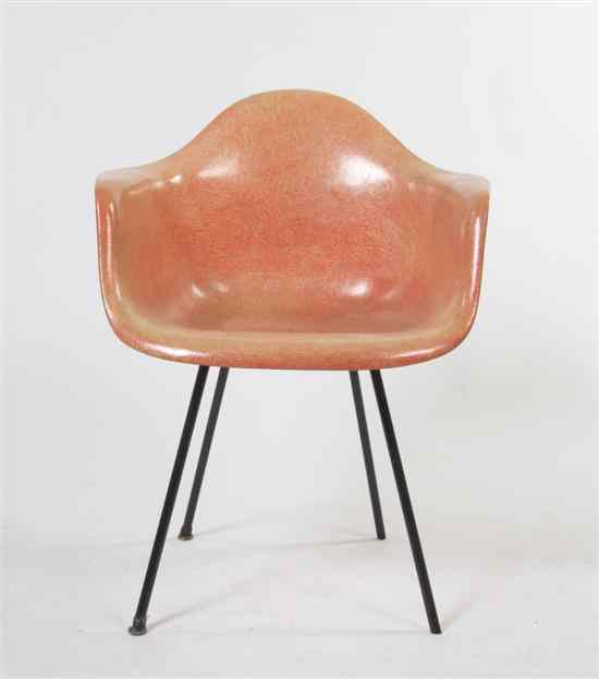 Appraisal: A Herman Miller Fiberglass Chair having an orange molded seat