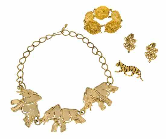 Appraisal: A Group of Goldtone Jewelry consisting of an elephant motif