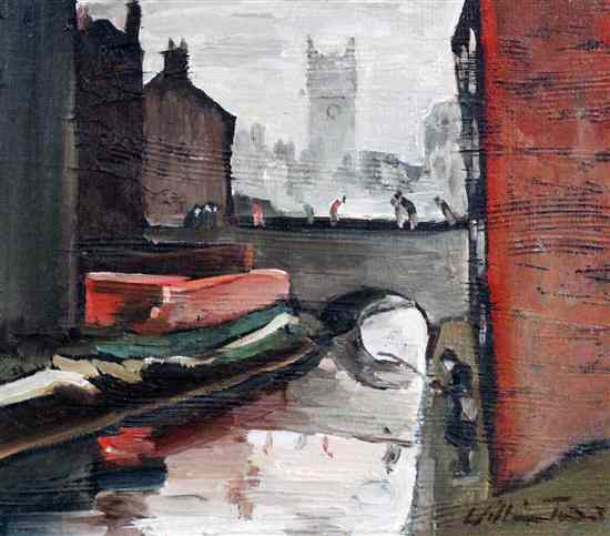 Appraisal: William Turner FRSA b oil on card 'Manchester Canal' signed