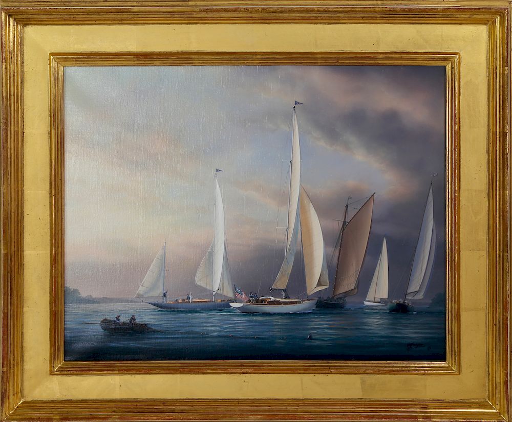 Appraisal: Tim Thompson Oil on Canvas Parade of Sail Exclusive on