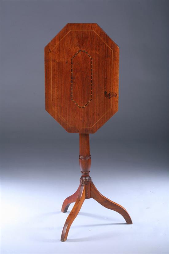 Appraisal: AMERICAN FEDERAL STYLE MAHOGANY OCTAGONAL TILT-TOP TRIPOD TABLE Late th