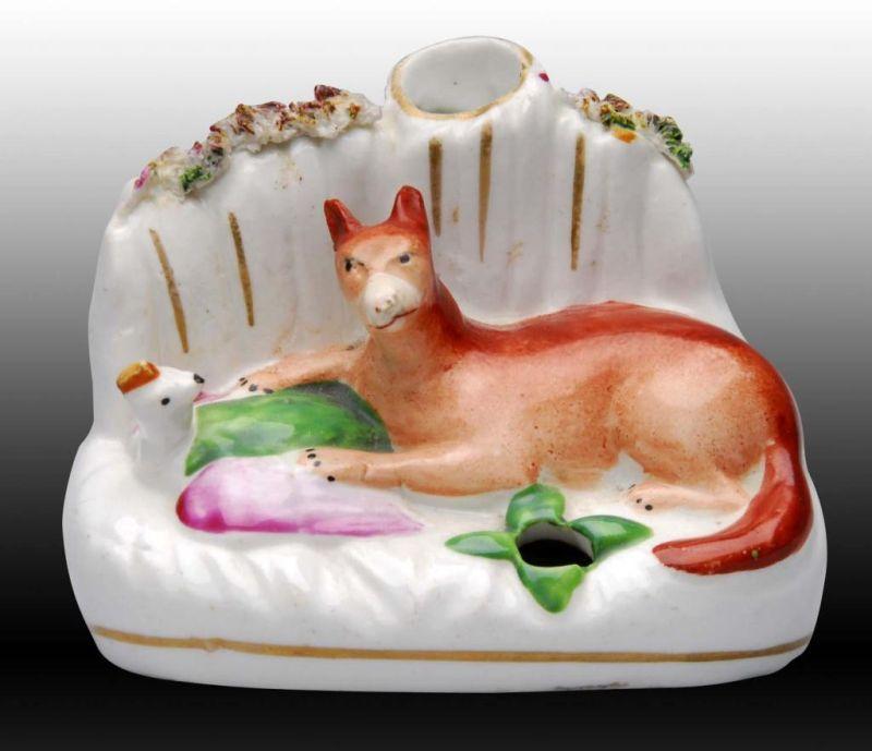 Appraisal: English Staffordshire Fox Chicken Inkwell Description Circa Minor chips Condition