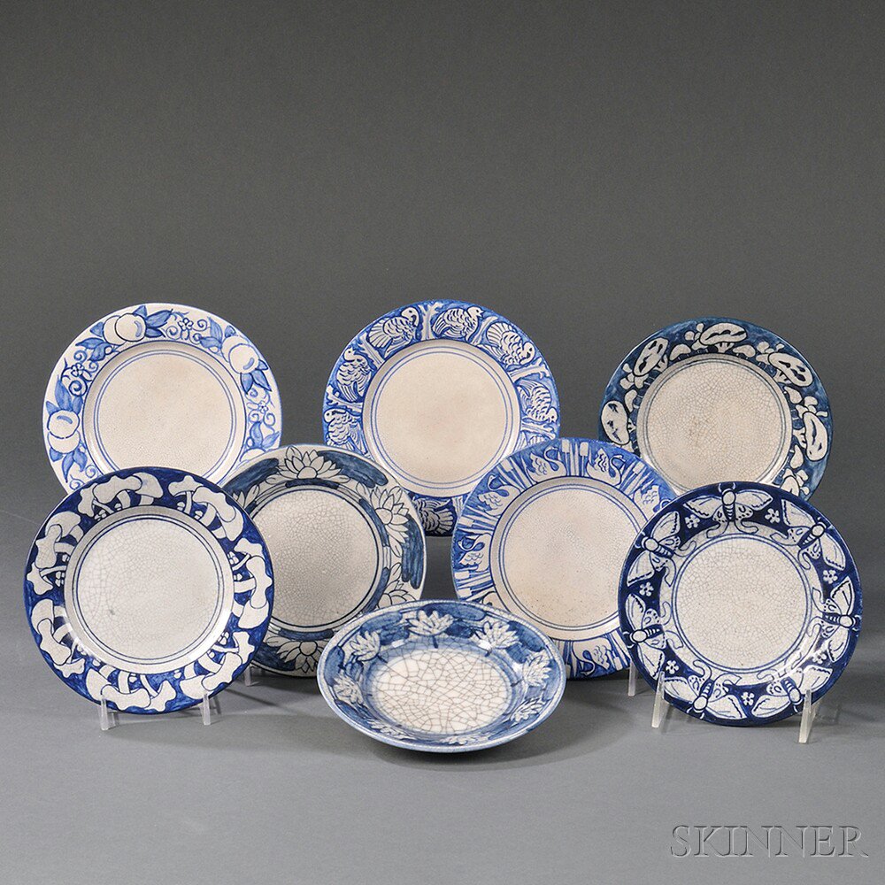 Appraisal: Eight Dedham Pottery Bread and Butter Plates Glazed earthenware Dedham