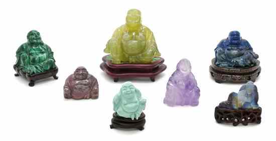 Appraisal: Six Chinese Carved Hardstone Buddhas each depicted in a seat