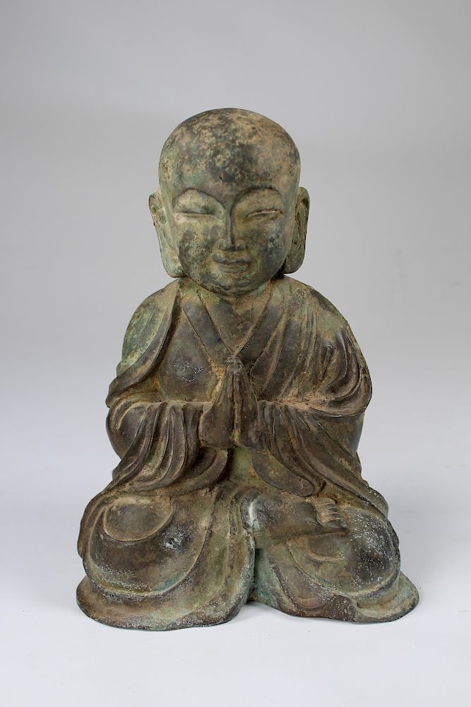 Appraisal: Early Antique Chinese Bronze Seated Daoist Buddha Early Antique Chinese