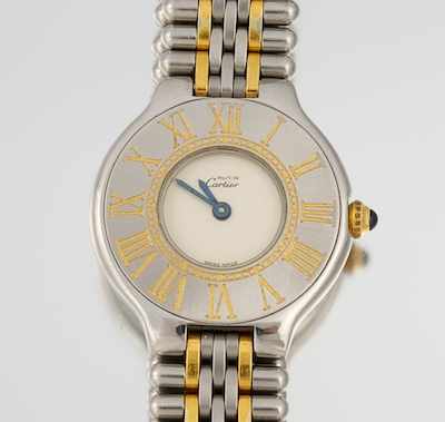 Appraisal: A Ladies' Must De Cartier Wrist Watch Stainless steel round