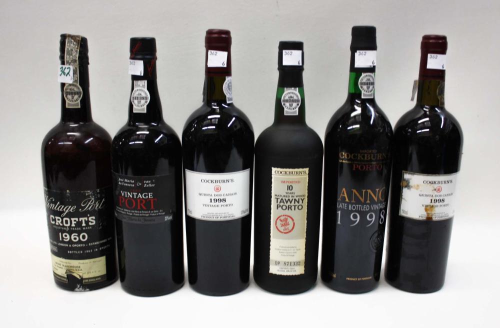 Appraisal: SIX BOTTLES OF VINTAGE PORT Croft's Jose Maria da Fonseca