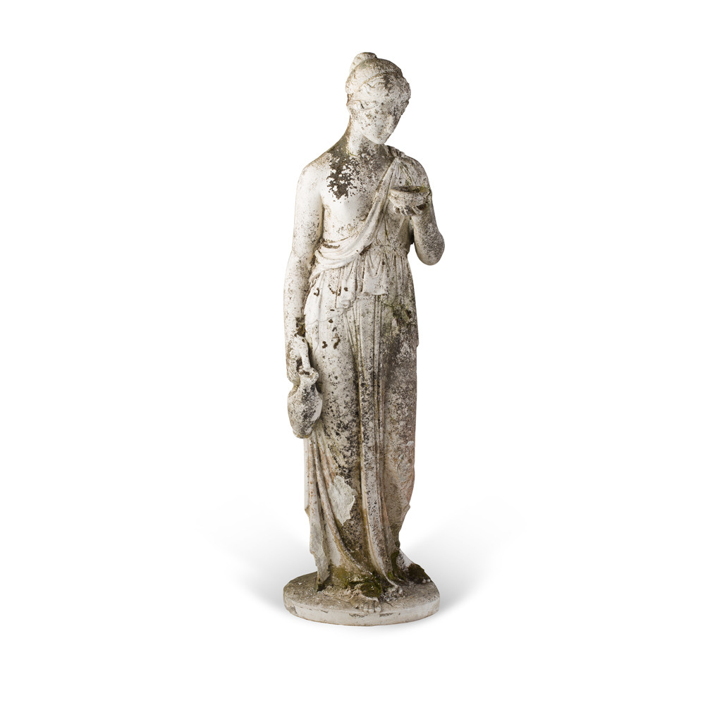 Appraisal: COMPOSITION STONE FIGURE OF A CLASSICAL MAIDEN the draped standing