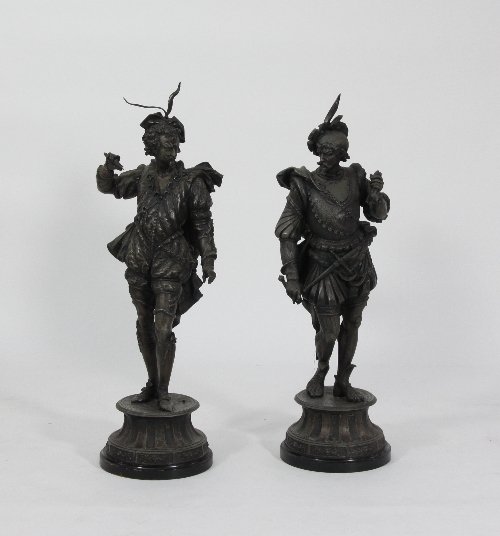 Appraisal: Two large spelter figures of Spanish noblemen each on a