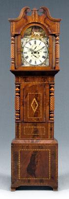 Appraisal: Georgian mahogany tall-case clock figured mahogany and other veneers diamond