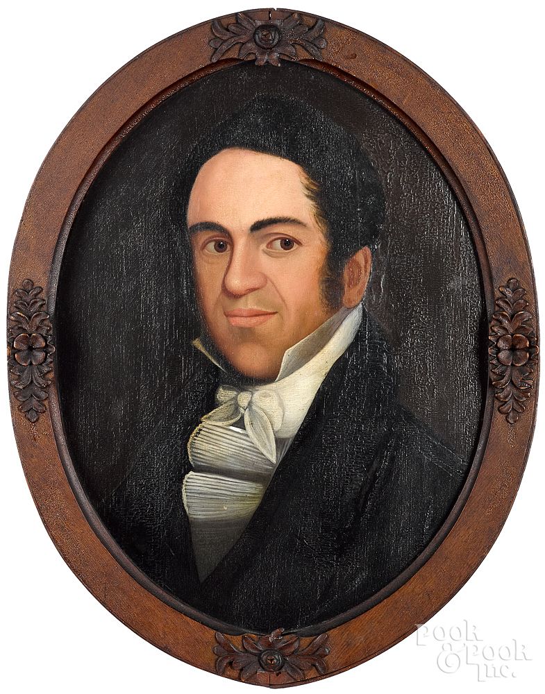 Appraisal: Ethan Allen Greenwood oil on panel portrait Ethan Allen Greenwood