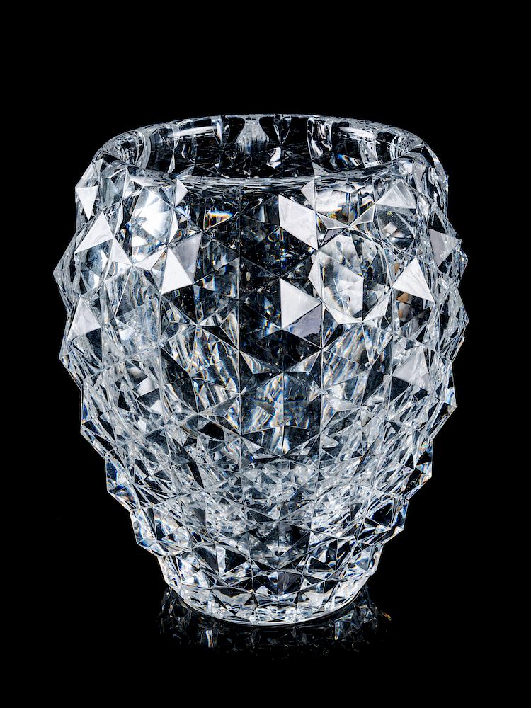 Appraisal: A Val St Lambert Glass Vase with diamond-cut A Val