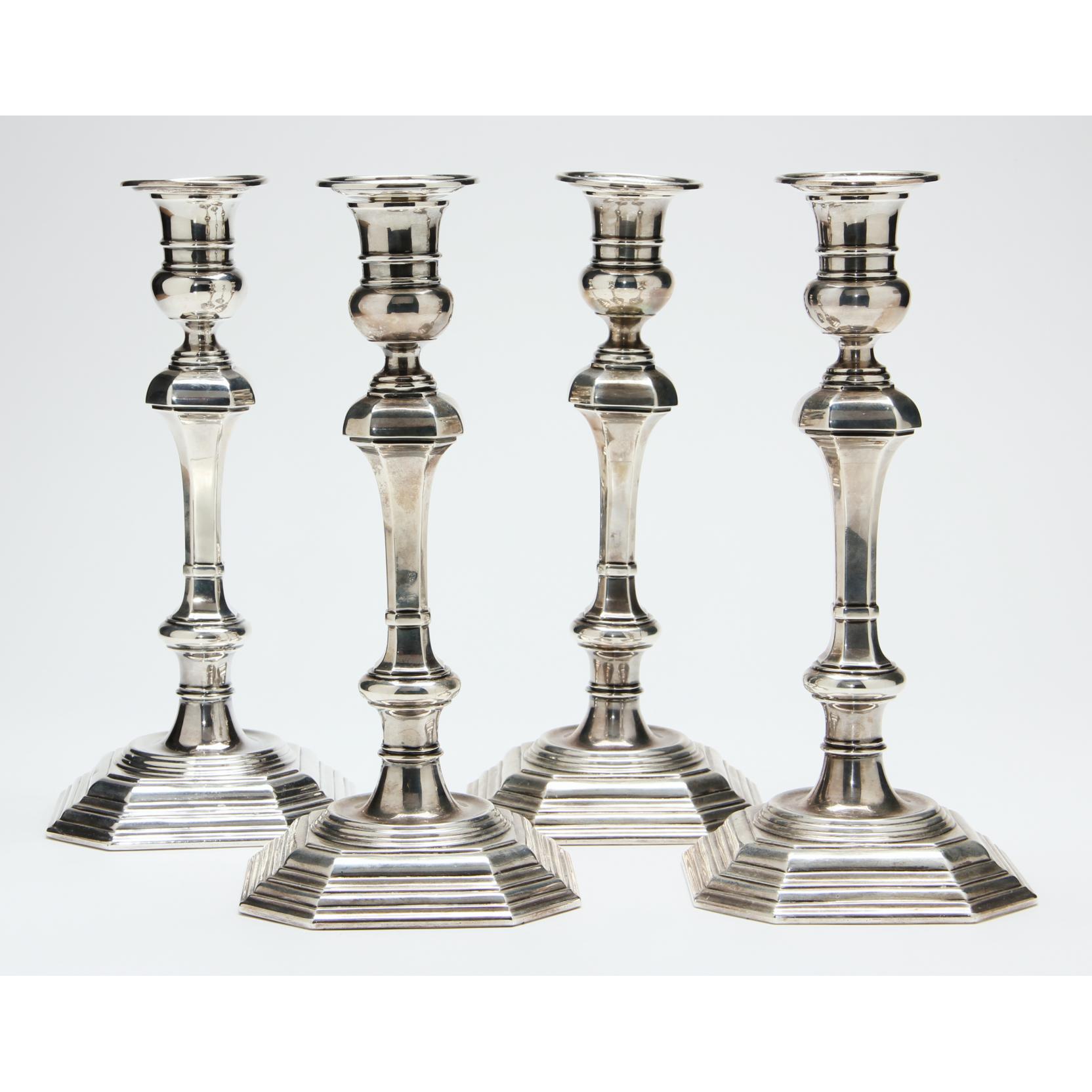 Appraisal: Set of Four George V Sterling Silver Candlesticks with London