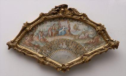 Appraisal: FRENCH PAINTED PAPER FAN With an th c mythological scene