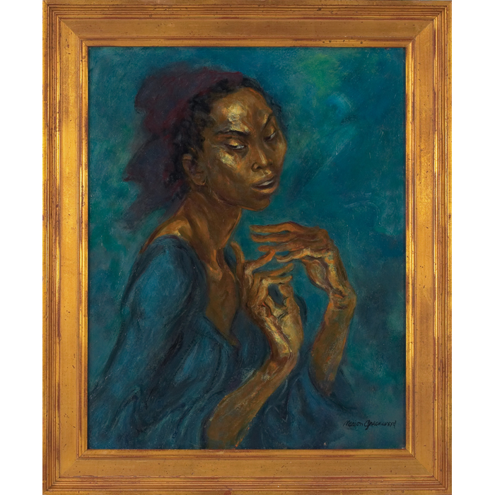 Appraisal: Marion Greenwood American - ''Chanting Woman '' c oil on