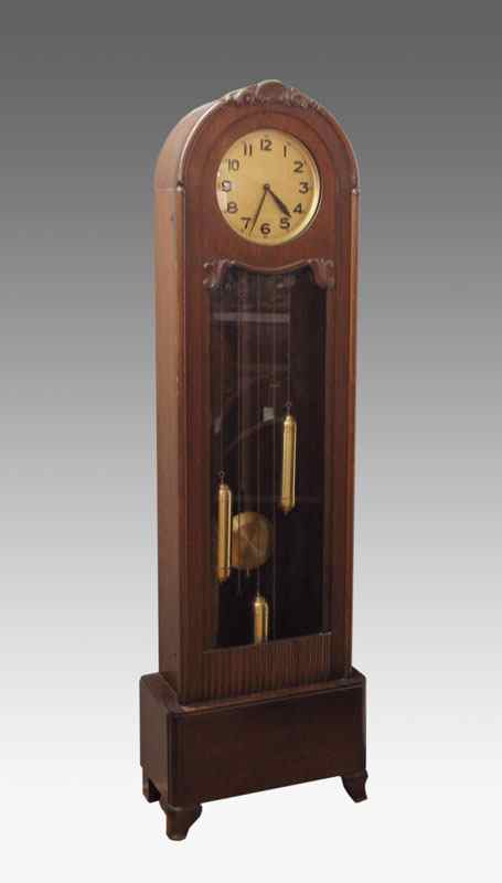 Appraisal: MAUTHE DECO GRANDFATHER CLOCK Oak case with applied carved decoration