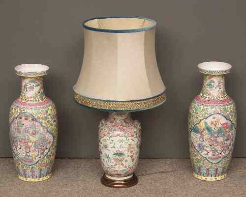 Appraisal: A pair of th Century Chinese porcelain baluster shaped vases