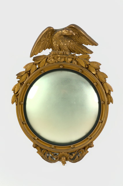 Appraisal: American Carved Giltwood and Plaster Convex Looking Glass second quarter