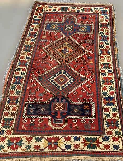 Appraisal: Colorful Kazak Center Hall Carpet Colorful Kazak center hall carpet