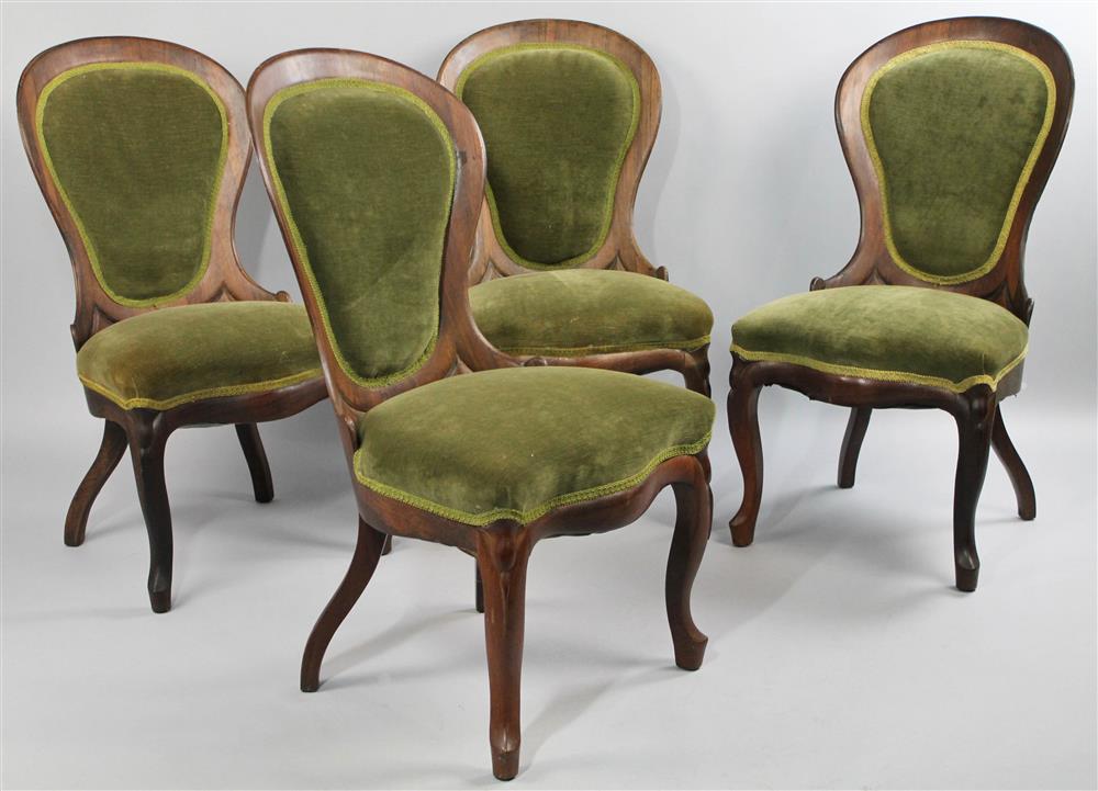 Appraisal: SET OF FOUR VICTORIAN ROSEWOOD SIDE CHAIRS POSSIBLY BELTER each