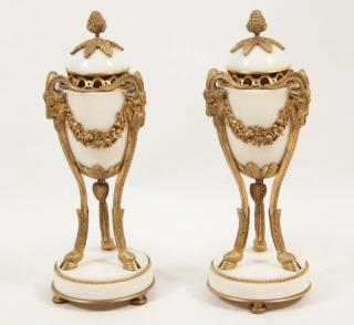 Appraisal: PAIR OF FRENCH REGENCY DORE BRONZE AND MARBLE COUPS PAIR