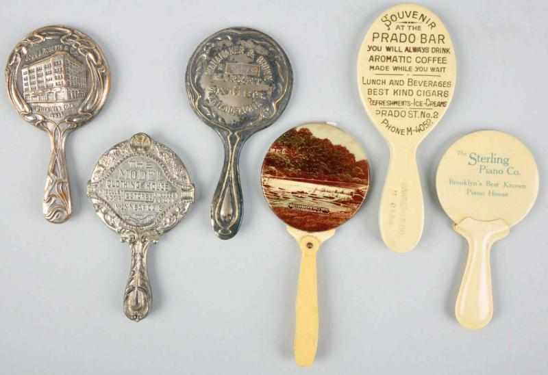 Appraisal: Lot of Early Advertising Pocket Mirrors Description Three are metal