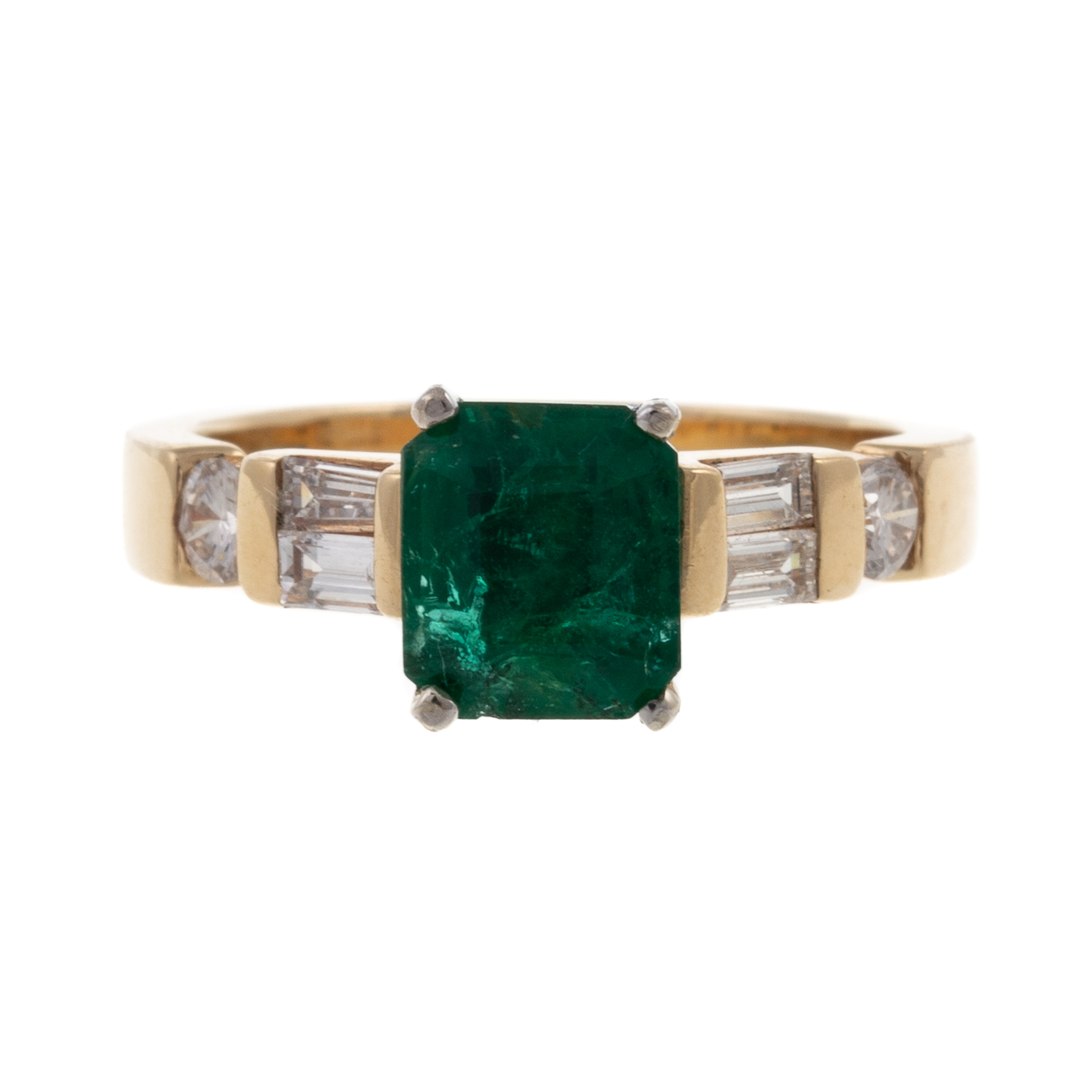 Appraisal: A CT EMERALD DIAMOND RING IN K K yellow gold