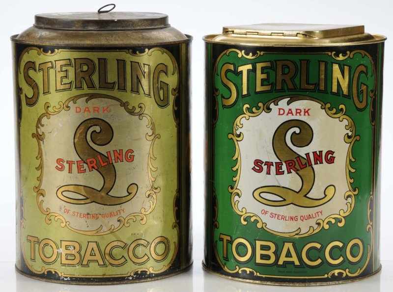 Appraisal: Lot of Sterling Tobacco Store Canisters Description Dark green and