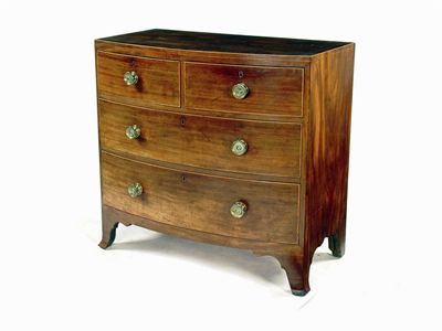 Appraisal: A Regency mahogany bowfront chest of low proportions with boxwood