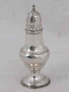 Appraisal: A Georgian silver pepper by Samuel Meriton London the girdle