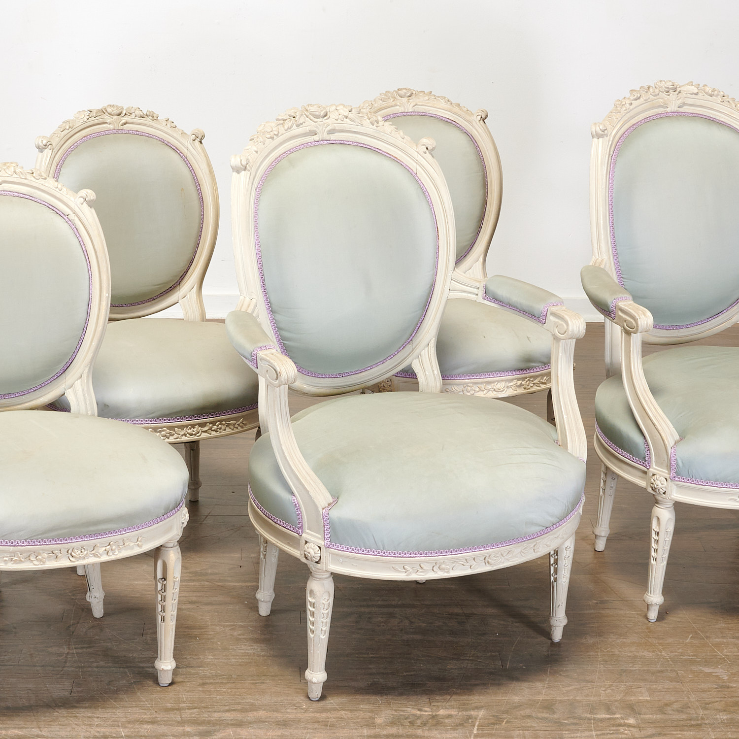 Appraisal: LOUIS XVI CHAIRS EX MARIE ANTOINETTE FILM th th c