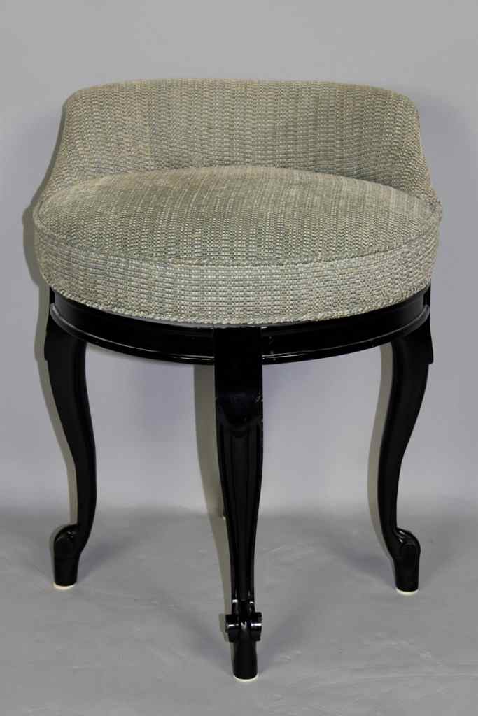 Appraisal: LOUIS XVI STYLE EBONIZED VANITY CHAIR The boxed teal upholstered