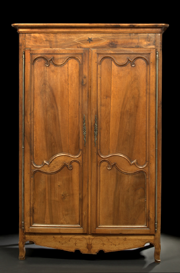 Appraisal: Provincial Louis XV-Style Fruitwood Armoire third quarter th century the