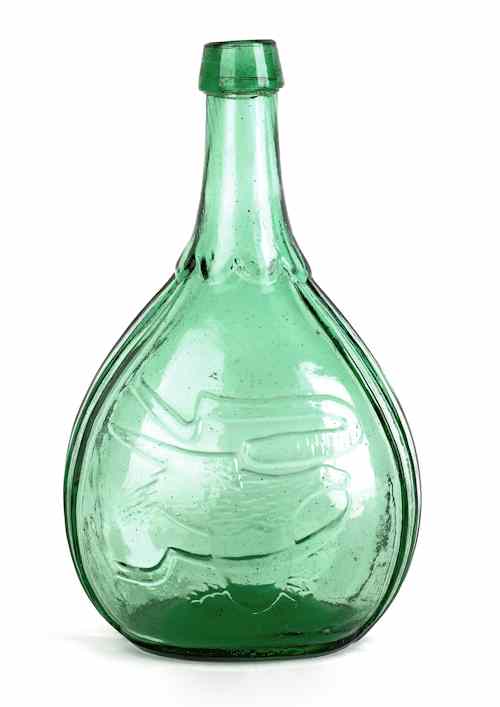 Appraisal: American eagle emerald green calabash flask ca h