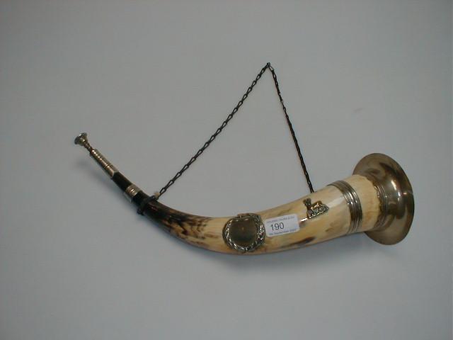 Appraisal: A Bavarian hunting horn with plated mounts