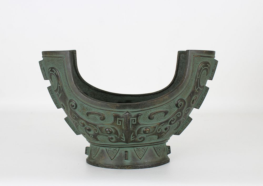 Appraisal: Chinese Patinated Archaic Style Bronze Vessel Size x in Condition