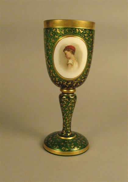 Appraisal: Venetian goblet with portrait of a girl late th century