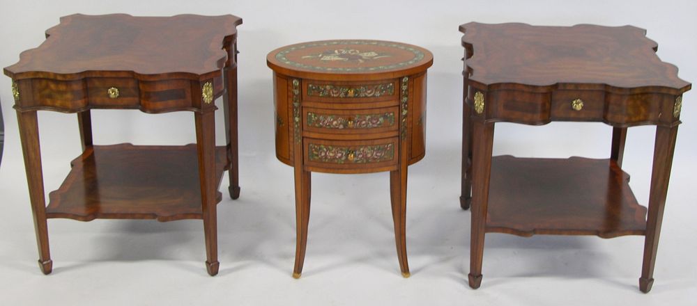 Appraisal: Maitland Smith Signed Pair Of Tables With Pull Oats And