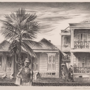 Appraisal: Aaron Bohrod American - New Orleans Street lithograph edition of