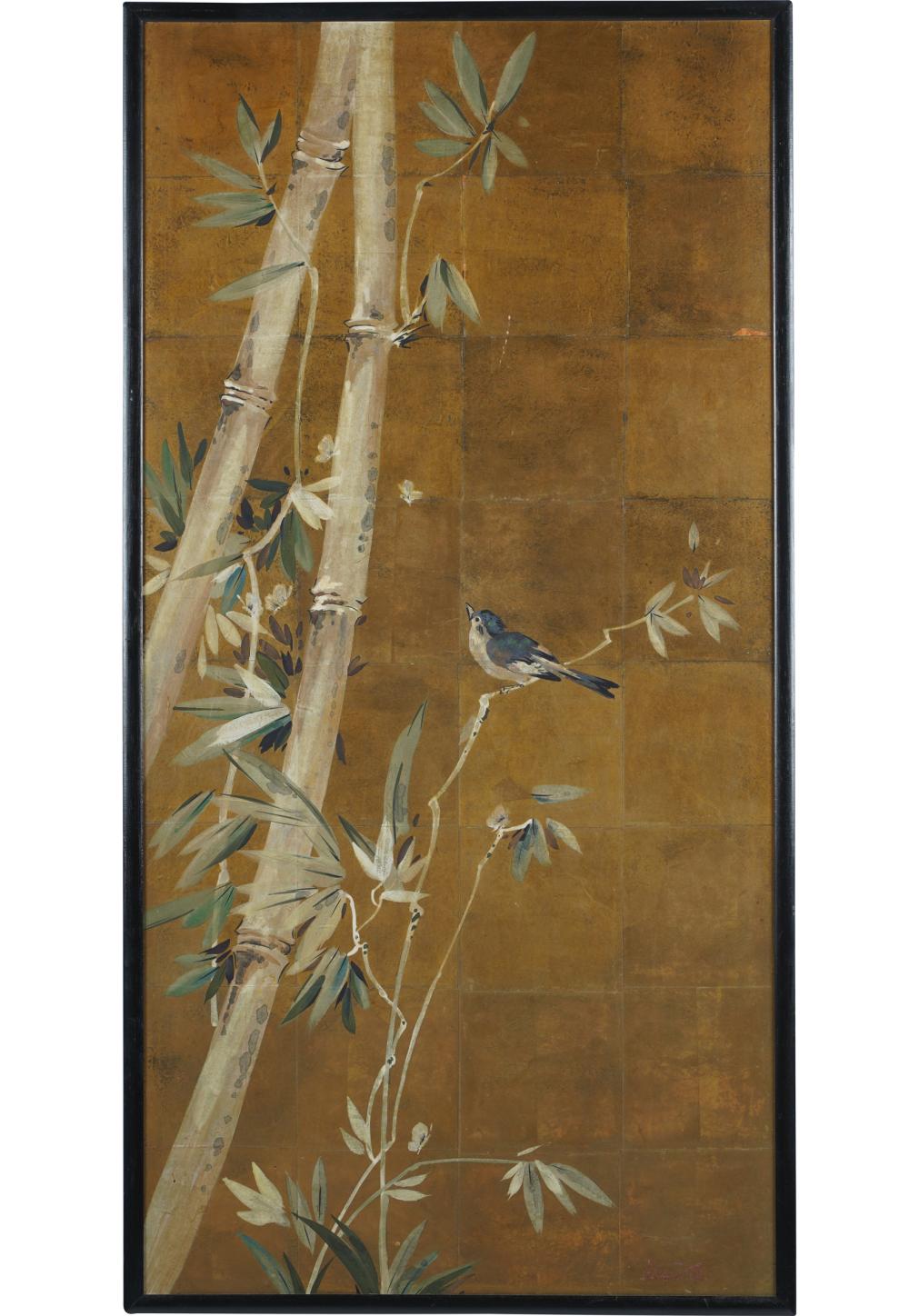 Appraisal: CHINESE STYLE PAINTED PANELpaper laid to board signed lower right