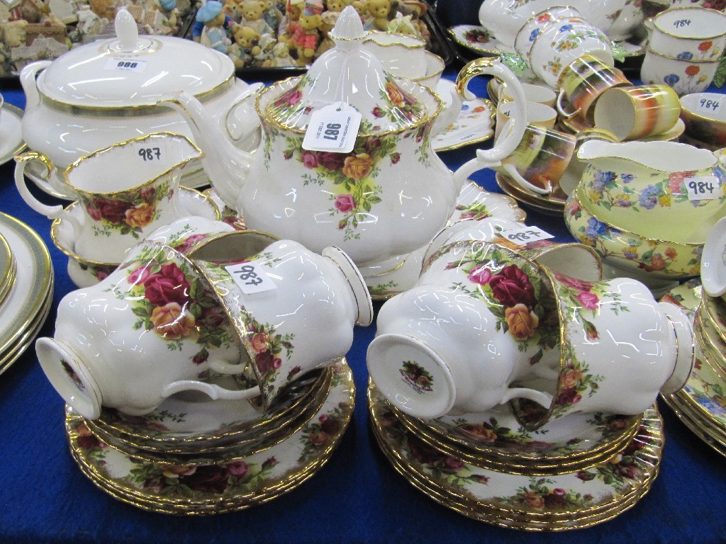 Appraisal: Royal Albert Old Country Roses six setting teaset with teapot