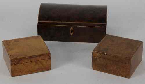 Appraisal: A burr yew box with dome cover boxwood strung cm