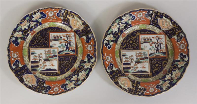 Appraisal: Pair of Mason's Patent Ironstone China Plates With underglaze aubergine